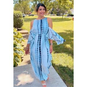 *NEW* Tie Dye Goddess Cold Shoulder Maxi Dress
